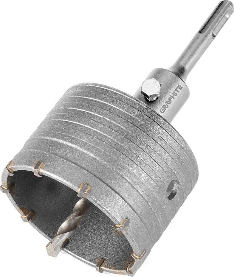 Otwornica 85 mm karbido skylių pjūklas su SDS+ adapteriu ir centravimo grąžtu