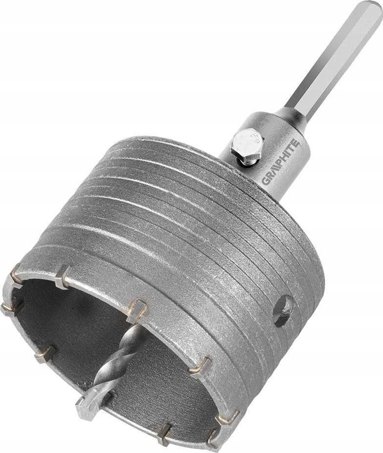 Otwornica 85 mm karbido skylių pjūklas su šešiakampiu adapteriu ir centravimo grąžtu