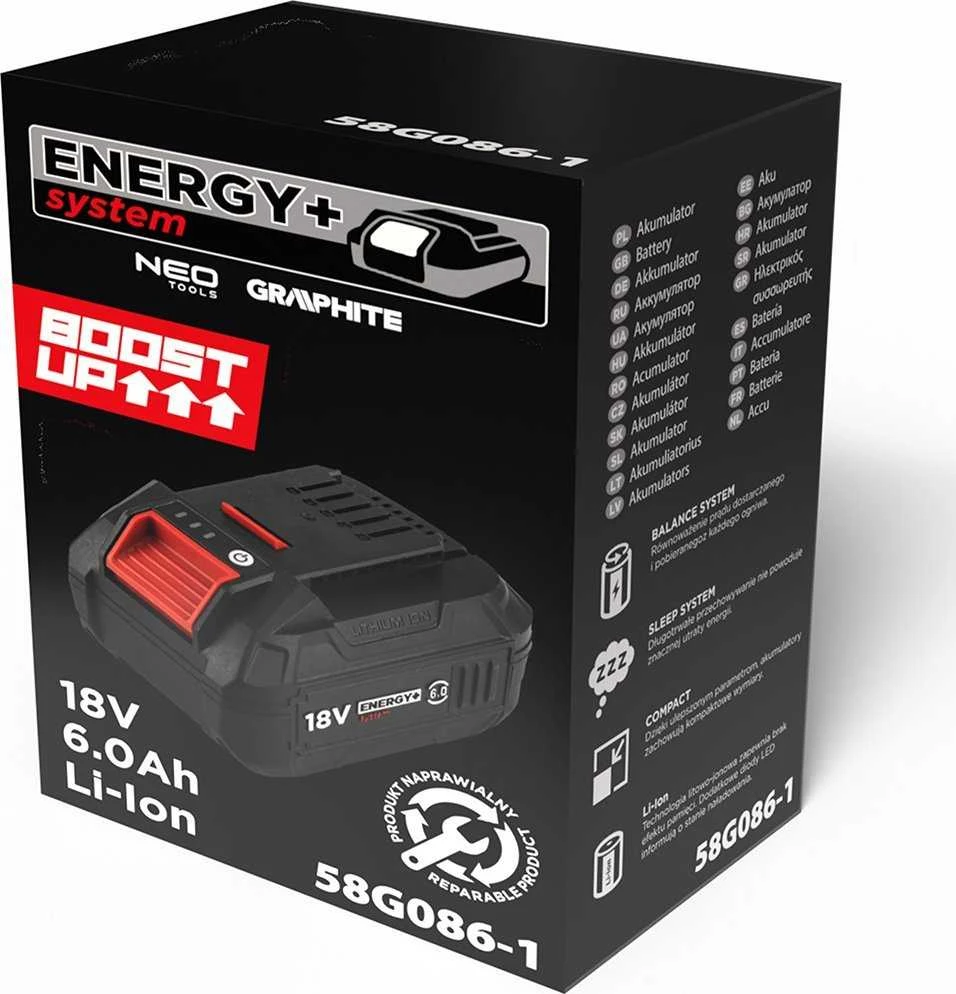 Graphite 18V 6Ah akumuliatorius su pakuote