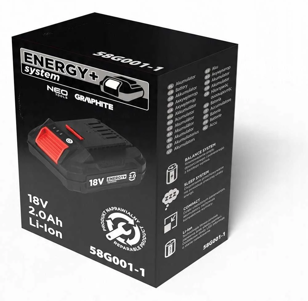 Graphite Akumuliatorius „Energy+“ 18 V ličio jonų 2,0 Ah akumuliatorius