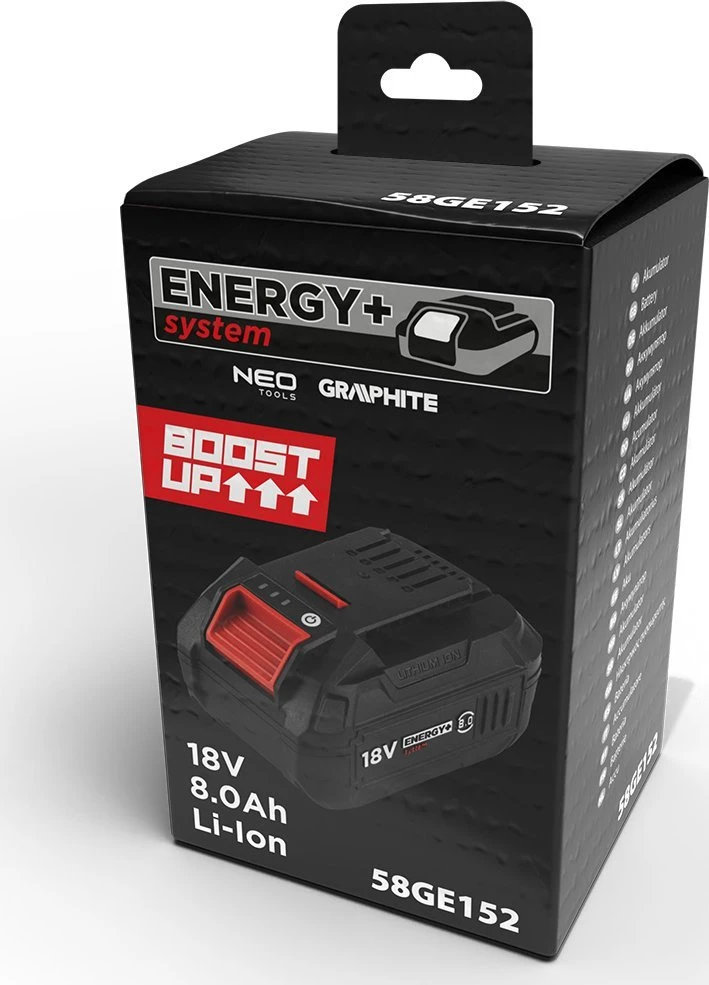 Graphite Akumuliatorius „Energy+“ 18 V ličio jonų 8,0 Ah BOOST UP akumuliatorius