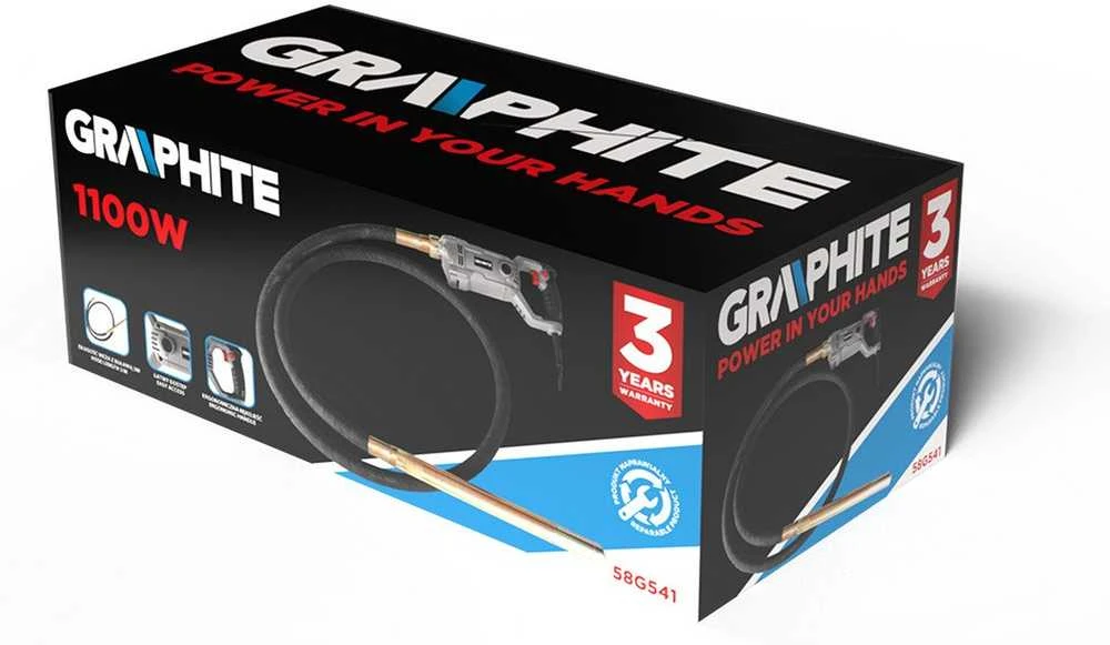 Graphite Wibrator 1100 W betono vibratorius su 3 m galvute