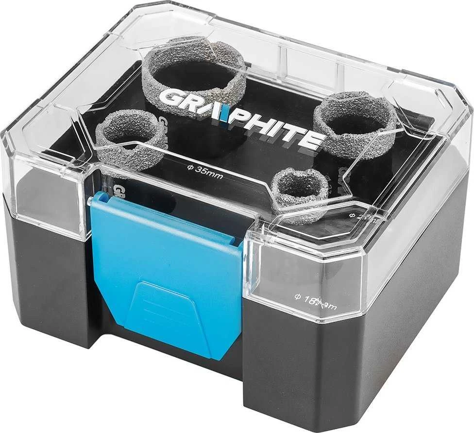 Grąžtas Graphite Otwornice Deimantiniai skylių pjūklai (18, 22, 27, 35 mm), 4 vnt. rinkinys