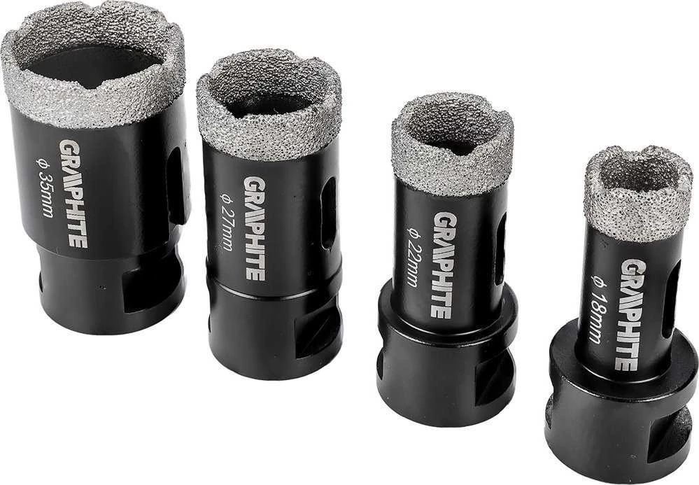 Grąžtas Graphite Otwornice Deimantiniai skylių pjūklai (18, 22, 27, 35 mm), 4 vnt. rinkinys