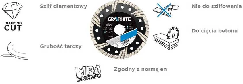 Tarcza Deimantinis diskas GRAPHITE 57H626 skersmuo 125mm, Turbo