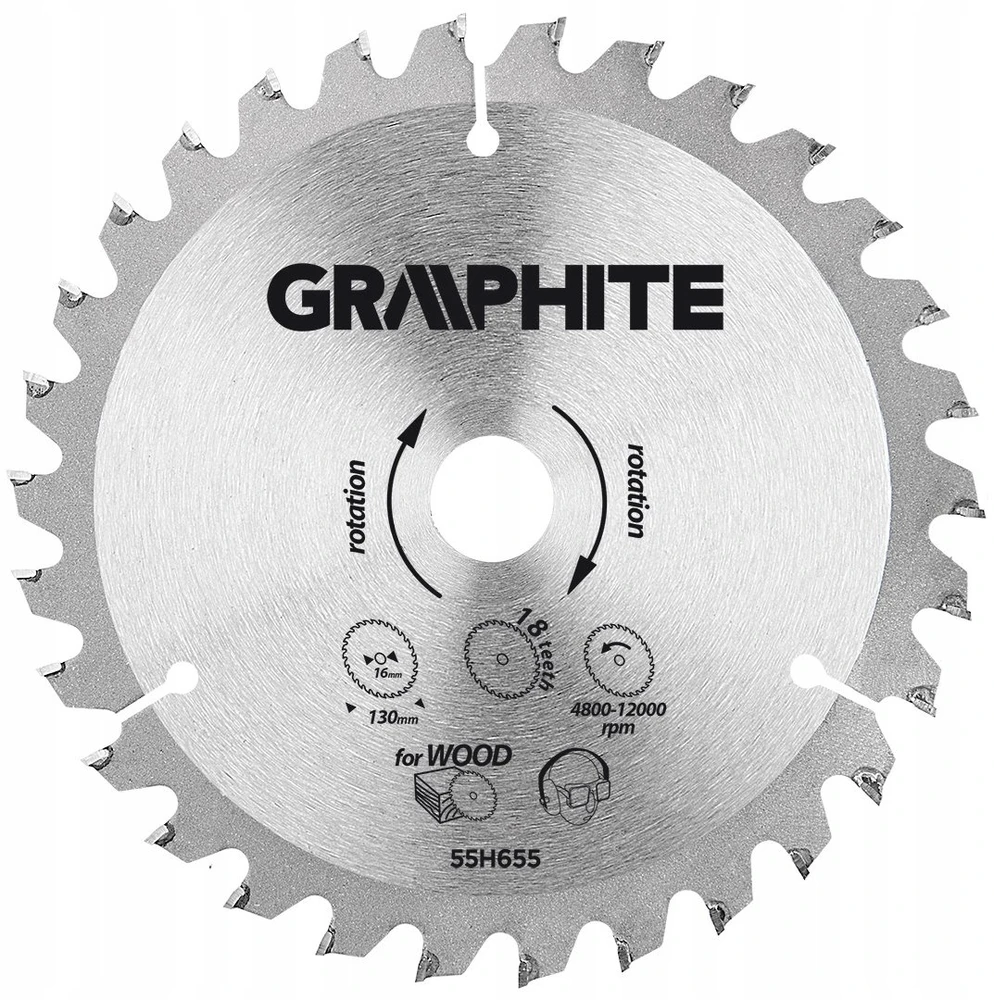 Graphite Tarcza Widia pjūklo diskas 130 x 16 mm, 18 dantų