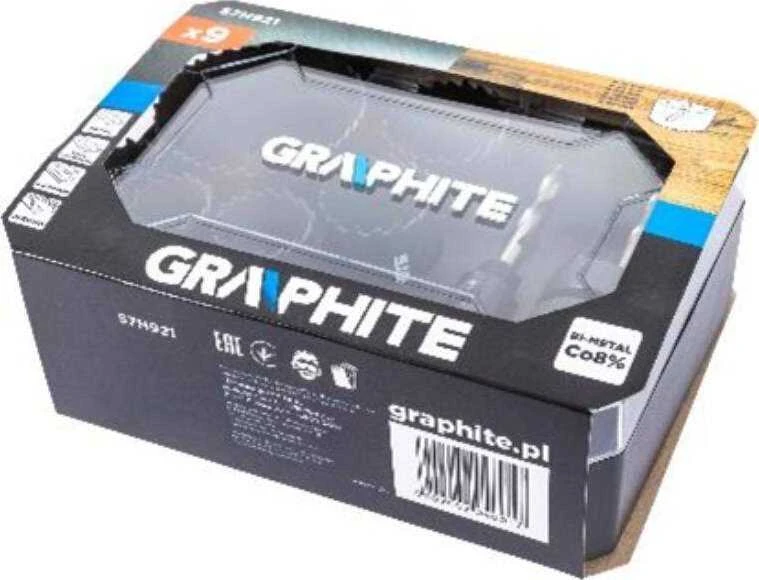 Graphite Otwornice Bimetaliniai skylių pjūklai su Co8% (19, 25, 30, 35, 40, 68 mm), 9 dalių rinkinys