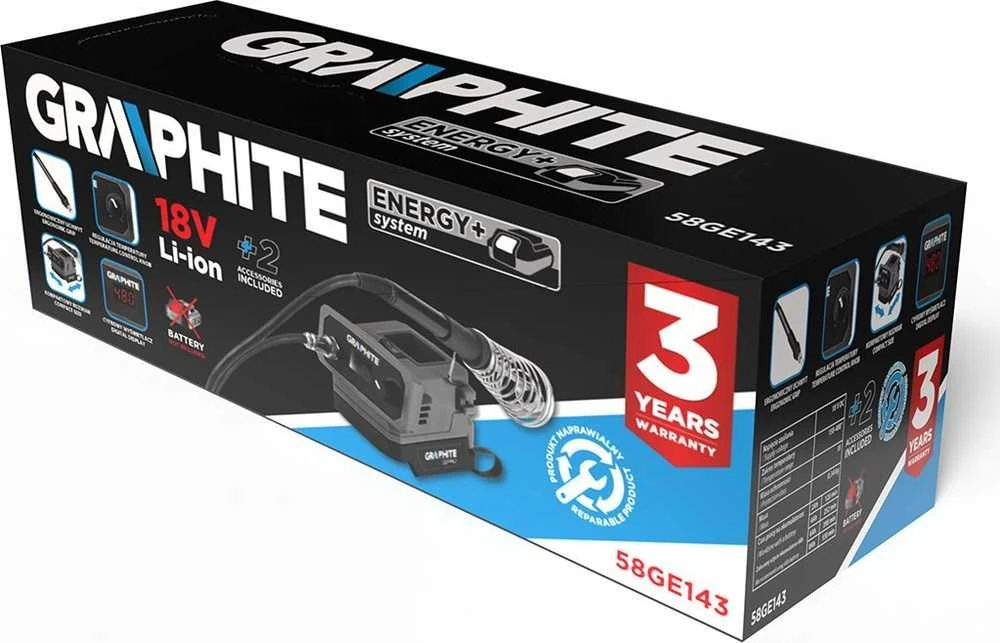 Litavimo stotelė Graphite 58GE143; 18 V (be akumuliatoriaus ir pakrovėjo)