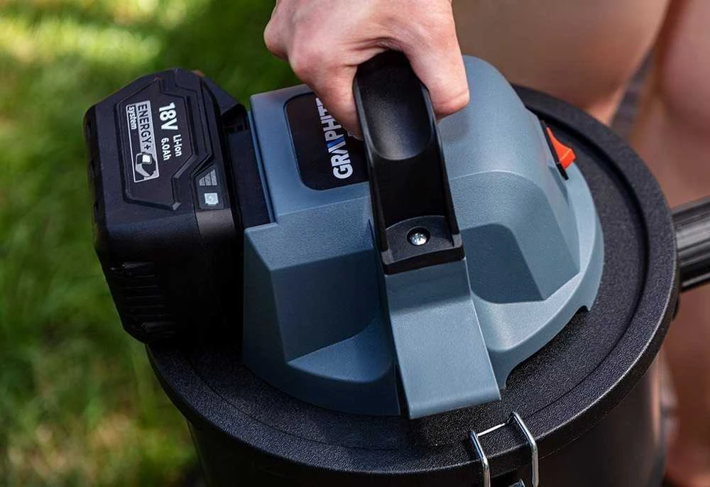 Graphite Dulkių siurblys „Energy+“ 18 V ličio jonų pelenų siurblys, 15 l bakas, be akumuliatoriaus
