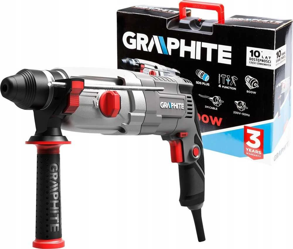 Graphite Perforatorius SDS+ smūginis gręžtuvas 800 W, 2,8 J, lagaminas