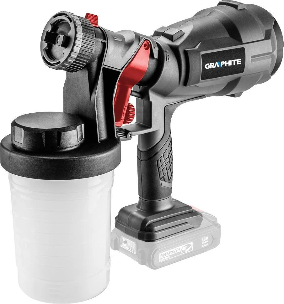 Graphite Pistolet Natryskowy HVLP Energy+ 18 V purškimo pistoletas, ličio jonų, be akumuliatoriaus