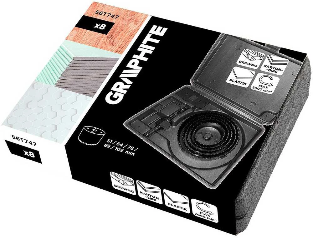Otwornice Medienos skylių pjūklai su adapteriu 51–102 mm, 8 vnt. rinkinys