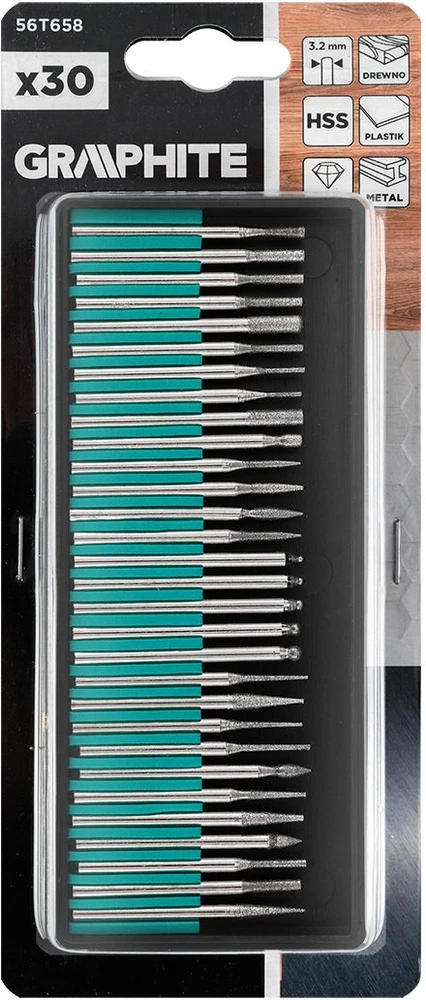Graphite Rinkinys Deimantinių pjaustytuvų rinkinys mini šlifuokliui, 30 vnt.