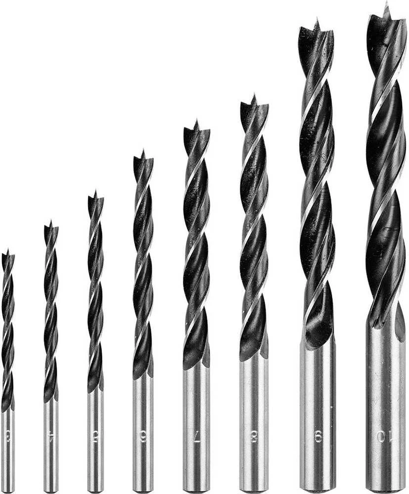 Grąžtas Zestaw Rinkinys Medienos grąžtų rinkinys: 3, 4, 5, 6, 7, 8, 9, 10 mm, 8 vnt.