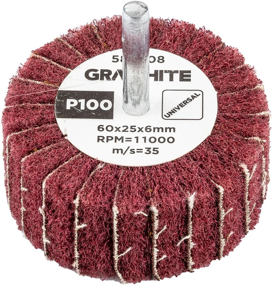 Graphite Ściernica Plokštelinis šlifavimo diskas su abrazyvine vilna, kotas 60 x 25 x 6 mm, P100