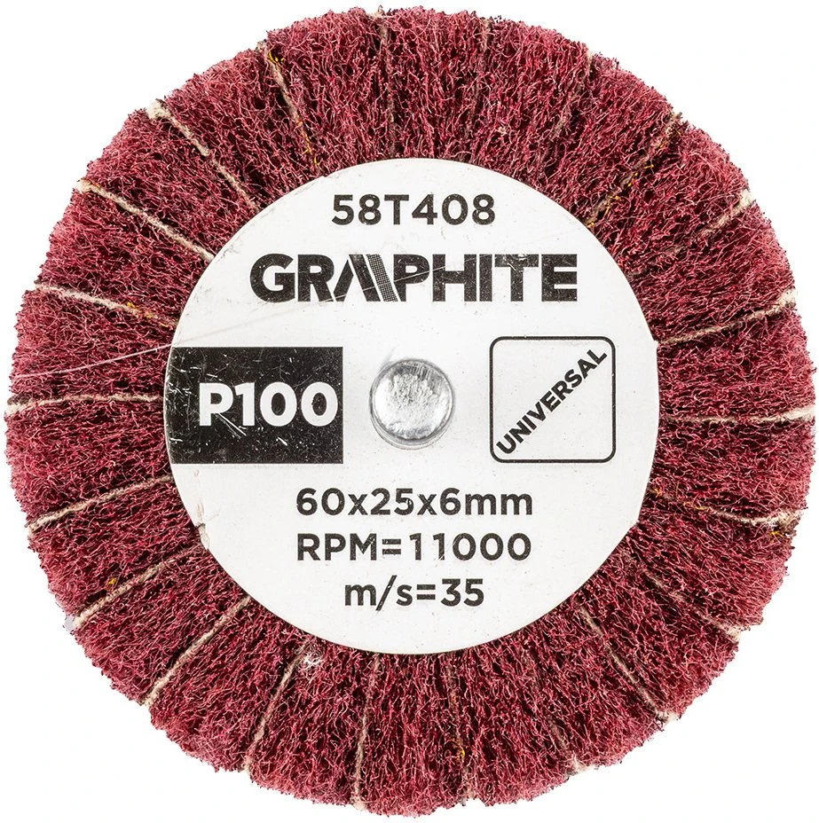 Graphite Ściernica Plokštelinis šlifavimo diskas su abrazyvine vilna, kotas 60 x 25 x 6 mm, P100