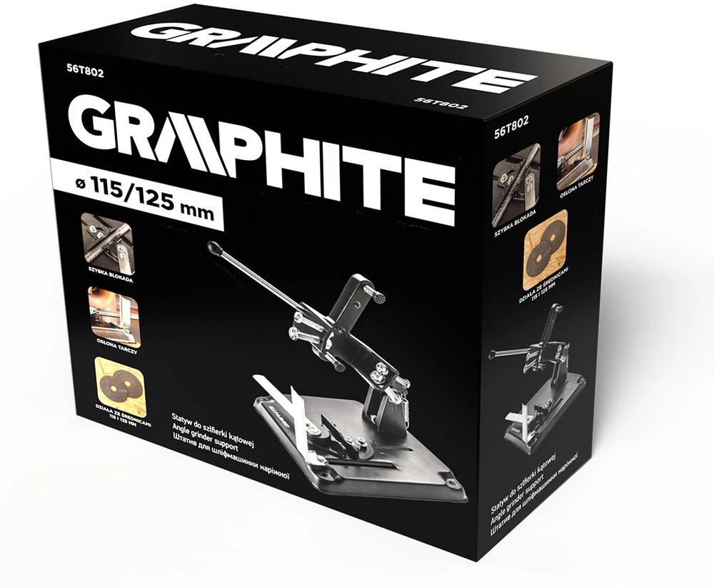 Graphite Statyw, Stovas 115 ir 125 mm kampiniams šlifuokliams