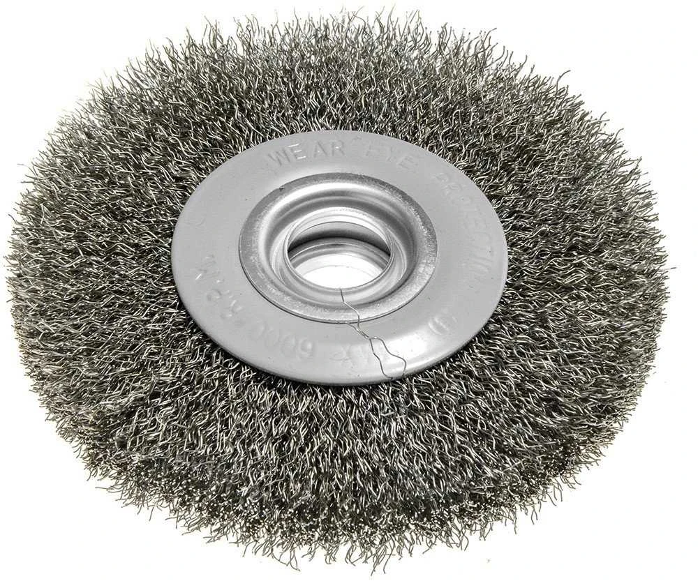 Szczotka Vielinis diskinis šepetys 125 x 20 mm, gofruota viela, plienas