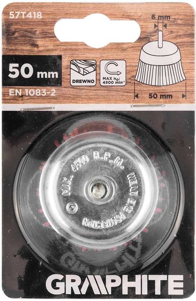 Graphite Szczotka 50 mm nailono puodelio formos šepetys su 6 mm kotu