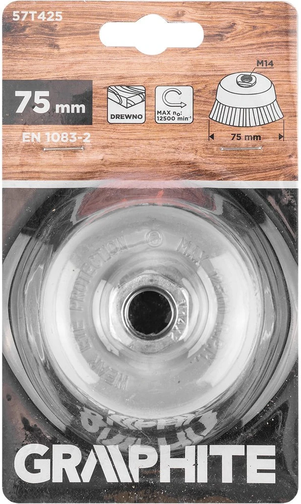 Graphite Szczotka Nailoninis puodelio formos šepetys 75 mm, M14