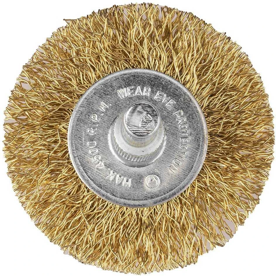 Szczotki Vieliniai diskiniai šepečiai, gofruota viela, padengti žalvariu, 25, 38, 50, 63, 75 mm, 5 vnt.