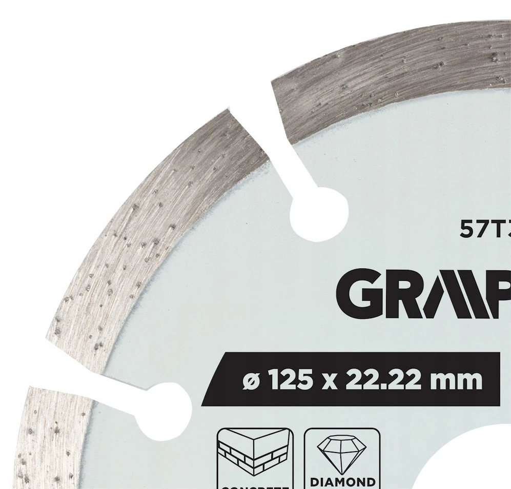 Graphite Tarcza Segmentuotas deimantinis pjovimo diskas, 125 x 22,2 mm, sausam ir šlapiam apdirbimui