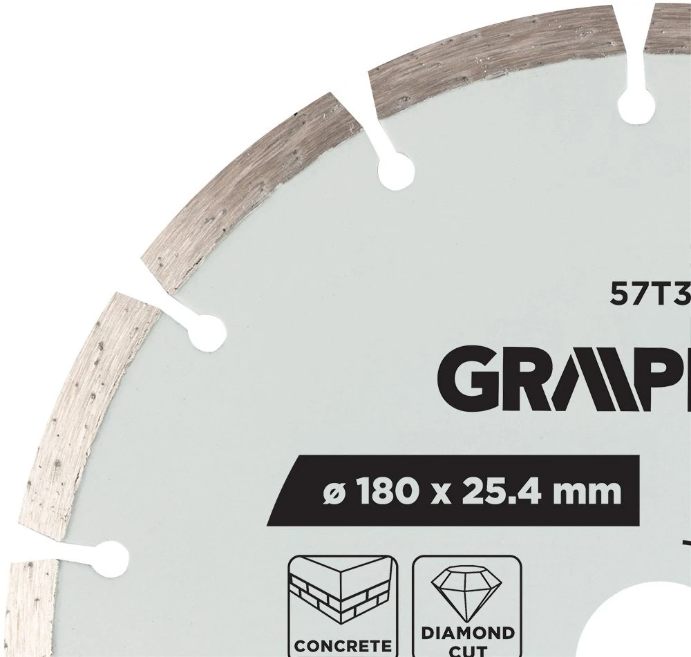 Graphite Tarcza Segmentuotas deimantinis pjovimo diskas, 180 x 25,4 mm, sausam apdorojimui