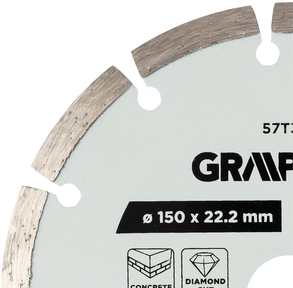 Graphite Tarcza Segmentuotas deimantinis pjovimo diskas, 150 x 22,2 mm, sausam apdorojimui