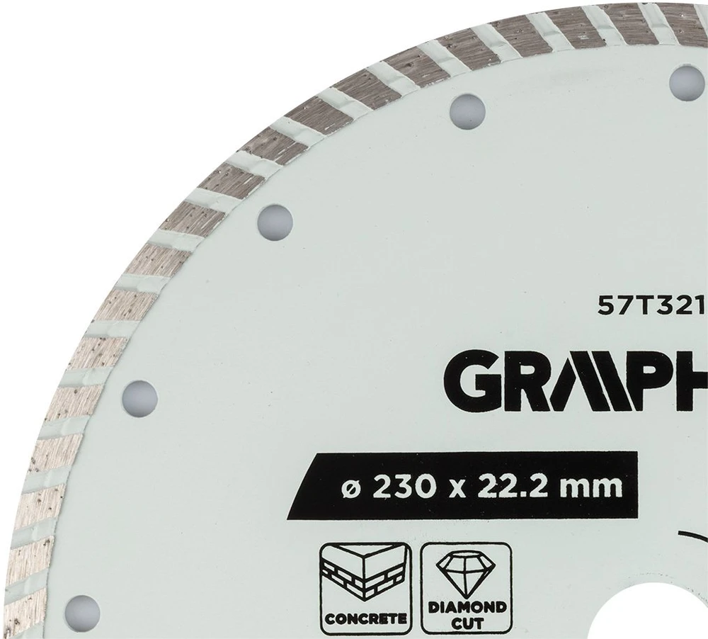 Graphite Tarcza Turbo deimantinis pjovimo diskas, 230 x 22,22 mm, sausam ir šlapiam apdirbimui