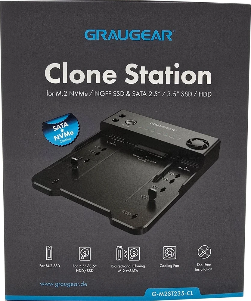 Doko stotelė Graugear GRAUGEAR Klonstation für M.2 NVMe/SATA SSDds & 2,5"/3,5" HDD