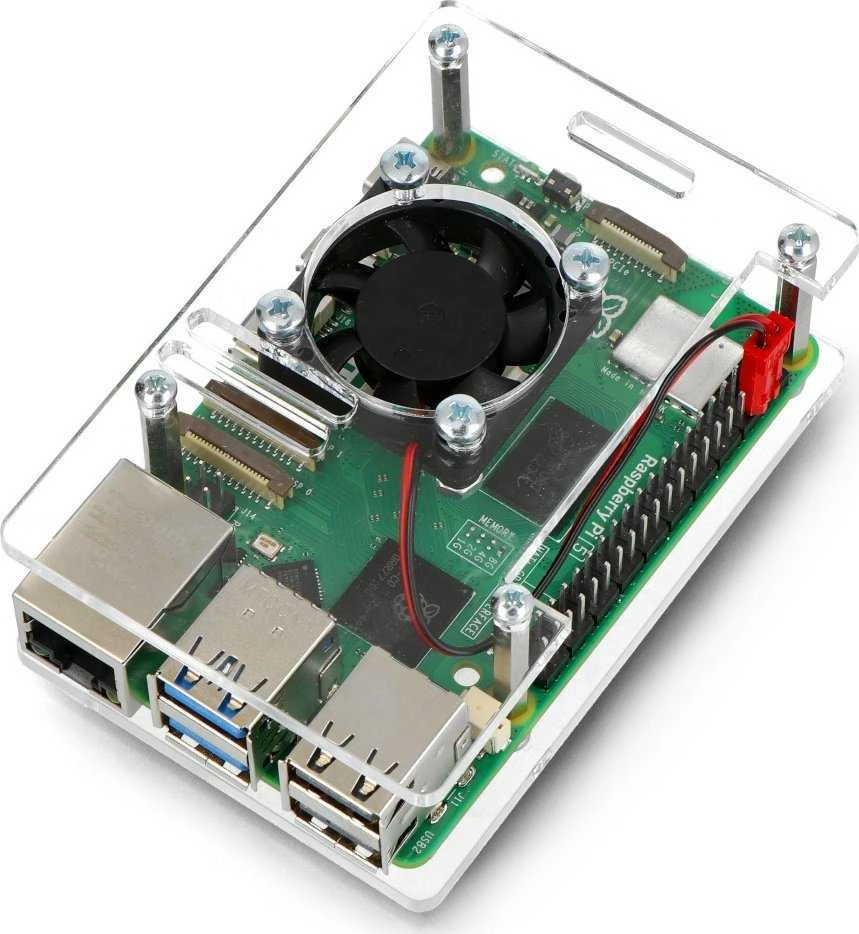 Gravlaser Dėklas Raspberry Pi 5 - atidaromas su ventiliatoriumi - skaidrus
