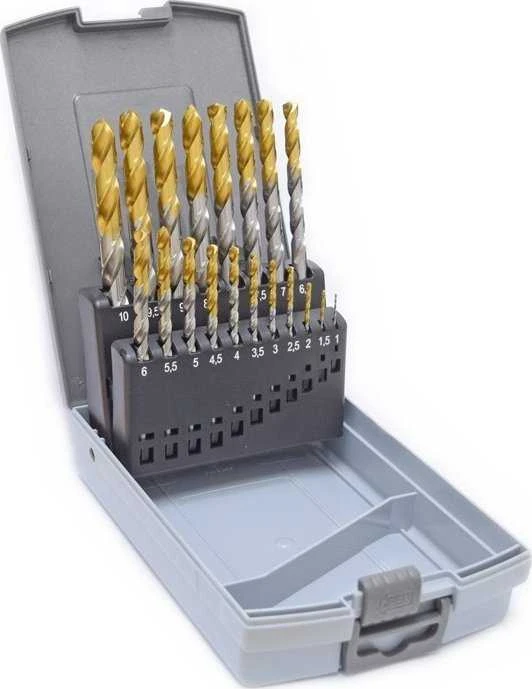 Grąžtas Fanar grąžto rinkinys NWKA FI 1.00-10.00MM 19PC CZW-19 HSSE TIN INOX