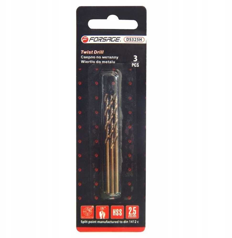 Grąžtas Forsage Grąžtai metalui 2.5 mm HSS+Co 3 vnt. kobaltas