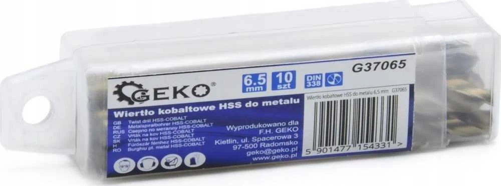 Grąžtas Geko HSS kobalto grąžtas metalui 6,5 mm (10/440)