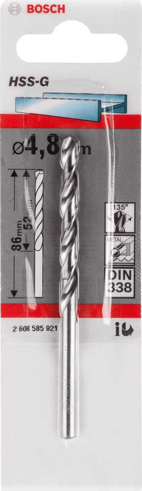 Grąžtas Bosch HSS-G grąžtai metalui 4,8mm, 1 vnt.