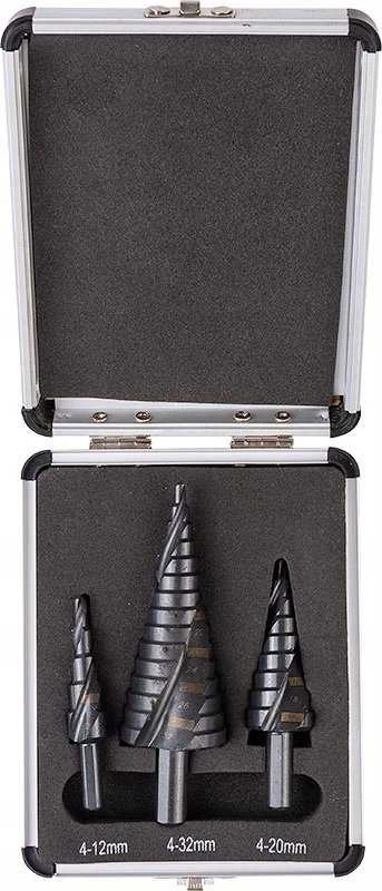 Grąžtas Tvardy HSS M2 kūginių grąžtų rinkinys 3 vnt. (4–12, 4–20, 4–32 mm) (50)