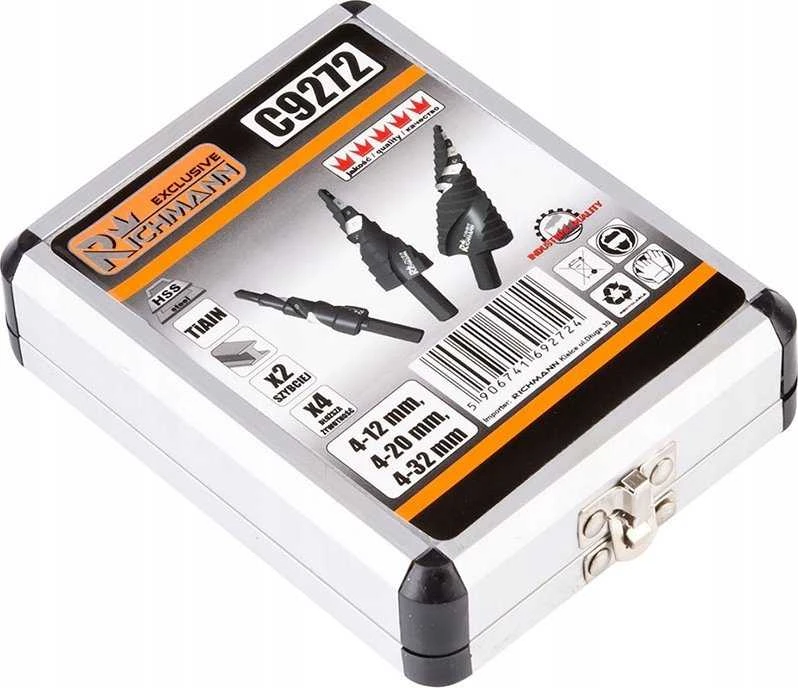 Grąžtas Tvardy HSS M2 kūginių grąžtų rinkinys 3 vnt. (4–12, 4–20, 4–32 mm) (50)
