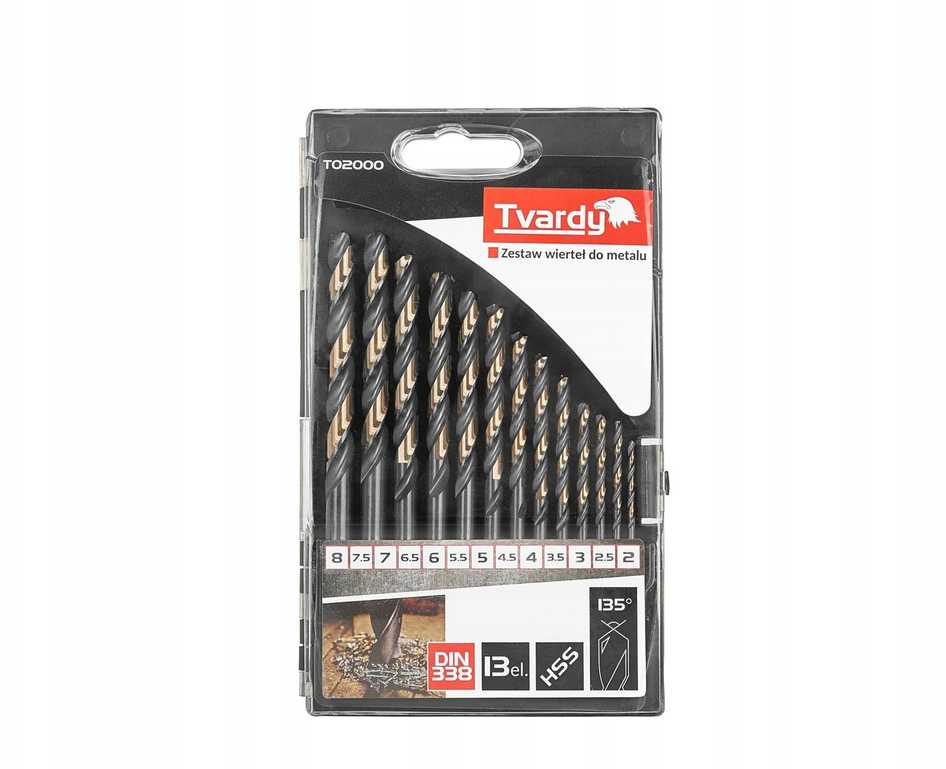 Grąžtas Tvardy Metalo grąžtų rinkinys HSS 2.0-8.0mm 13 vnt. (15/60)