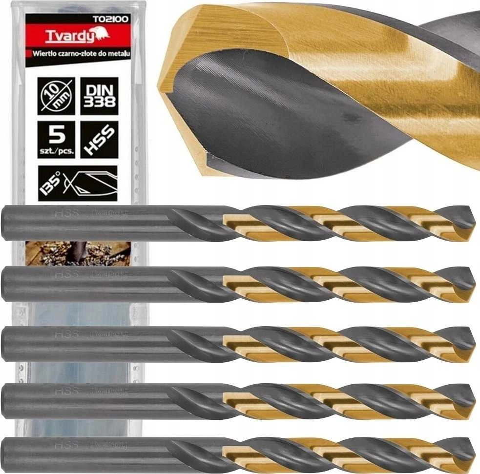 Grąžtas Tvardy Juodai auksinis grąžtas metalui HSS 10.00 mm (5/50/300)