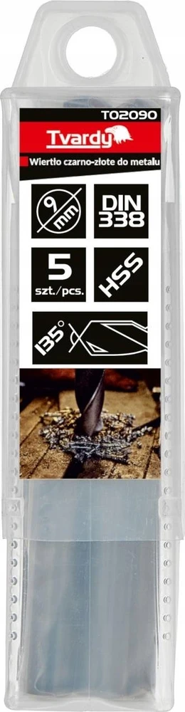 Grąžtas Tvardy Juodas ir auksinis grąžtas metalui HSS 9.00 mm (5/50/500)