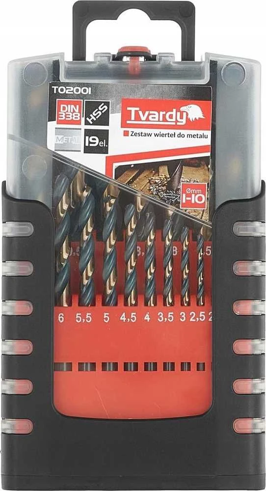 Grąžtas Tvardy Metalo grąžtų rinkinys HSS 1.0-10.0mm 19 vnt. (10/20)
