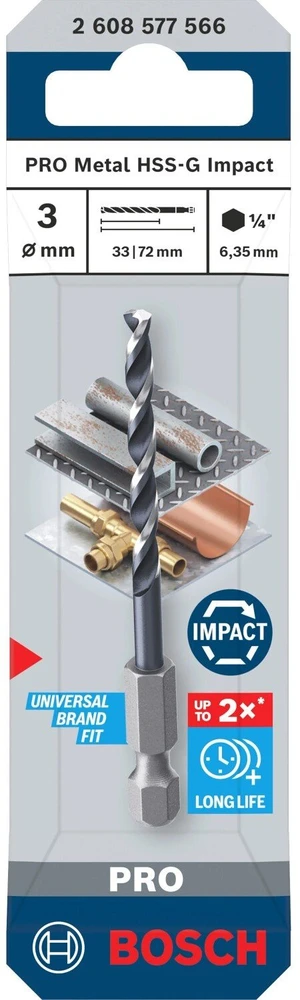 BOSCH HSS IMPACT metalo grąžtas 3 mm