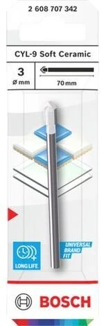 Grąžtas CERAMIC TILE BIT BOSCH 3X70 MM