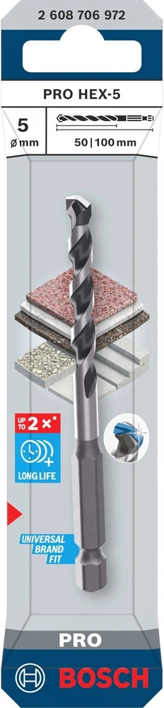 Grąžtas CONCRETE DRILL BIT BOSCH CYL5 5X100 MM