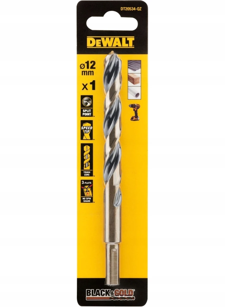Grąžtas Dewalt Dewalt grąžtas metalui juodas&auksinis 12mm