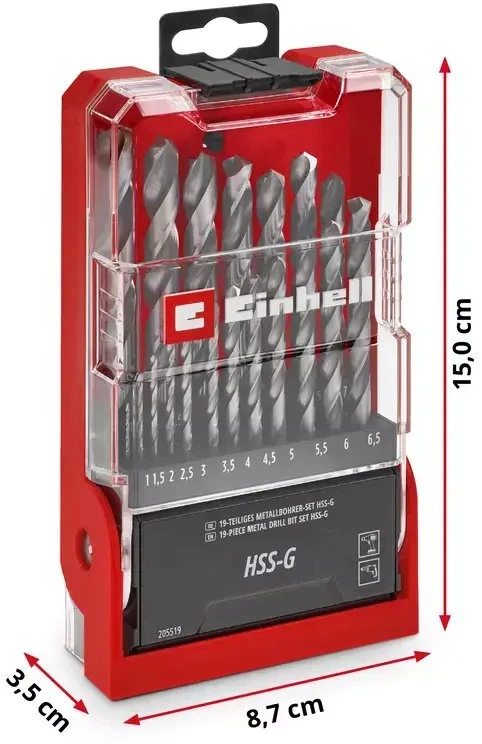 Grąžtas Einhell Rinkinys grąžtų DO METALU HSS-G Sidabrinis 19 SZT.