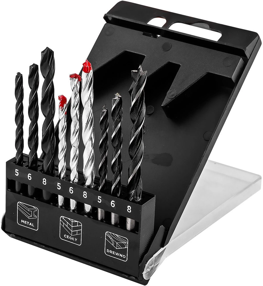 Grąžtas Graphite Rinkinys Grąžtų rinkinys metalui, medienai, plytoms: 5, 6, 8 mm, 9 vnt.