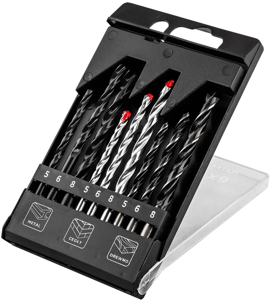Grąžtas Graphite Rinkinys Grąžtų rinkinys metalui, medienai, plytoms: 5, 6, 8 mm, 9 vnt.