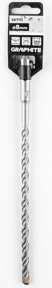 Graphite Wiertło SDS Plus dvigubas spiralinis betono grąžtas 8 x 260 mm