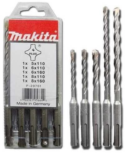 Grąžtas Makita SDS-PLUS Grąžtų Komplektas (5x110, 6x110, 6x160, 8x110, 8x160) B-49052